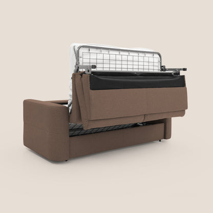 Cupido Divano letto materasso H18 cm e schienale alto in tessuto impermeabile simil cotone T13 marrone