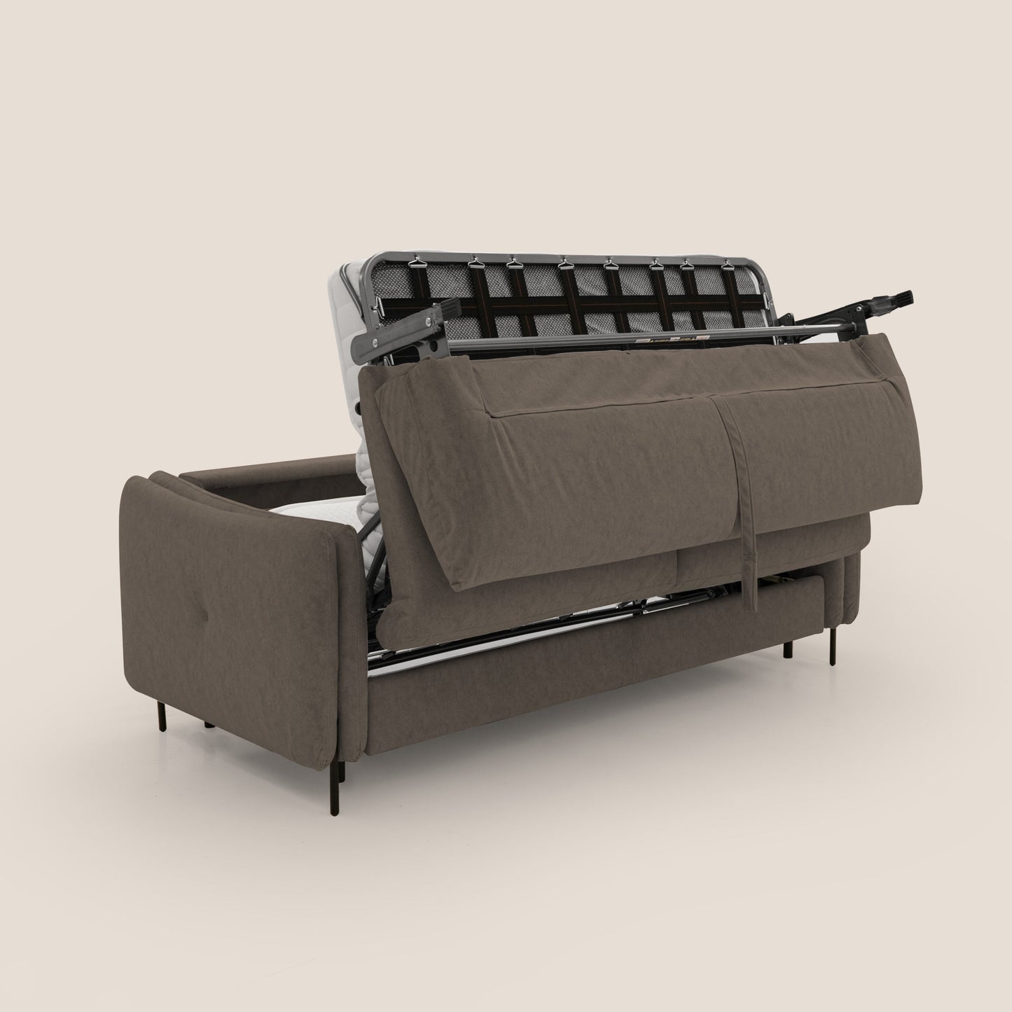 Gregory Divano letto con materasso h18 cm in microfibra effetto velluto impermeabile T09 marrone 