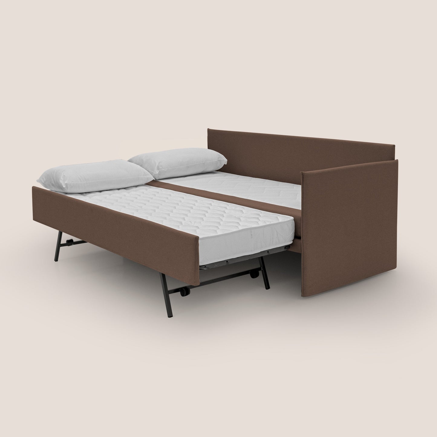 Durini Divano duplex con doppio letto in tessuto simil cotone impermeabile T13 marrone 