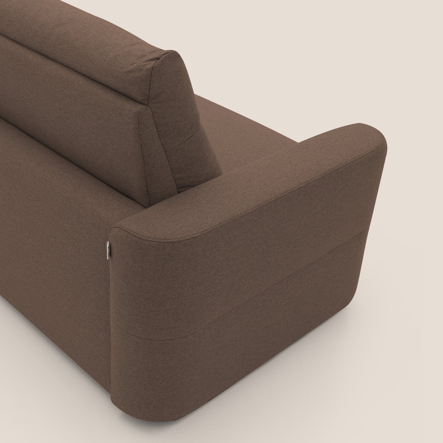 Cupido Divano letto materasso H18 cm e schienale alto in tessuto impermeabile simil cotone T13 marrone