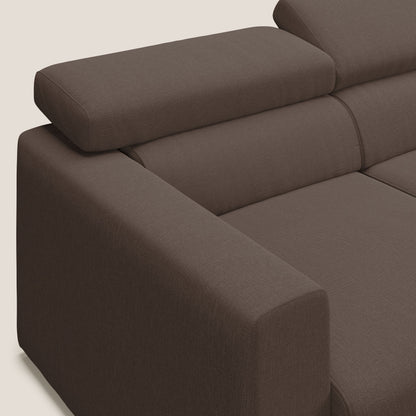 Dylan divano a 3 sedute con pouf estraibile poggiapiedi in tessuto simil cotone impermeabile T13 marrone