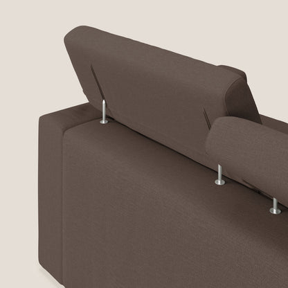 Dylan divano a 3 sedute con pouf estraibile poggiapiedi in tessuto simil cotone impermeabile T13 marrone