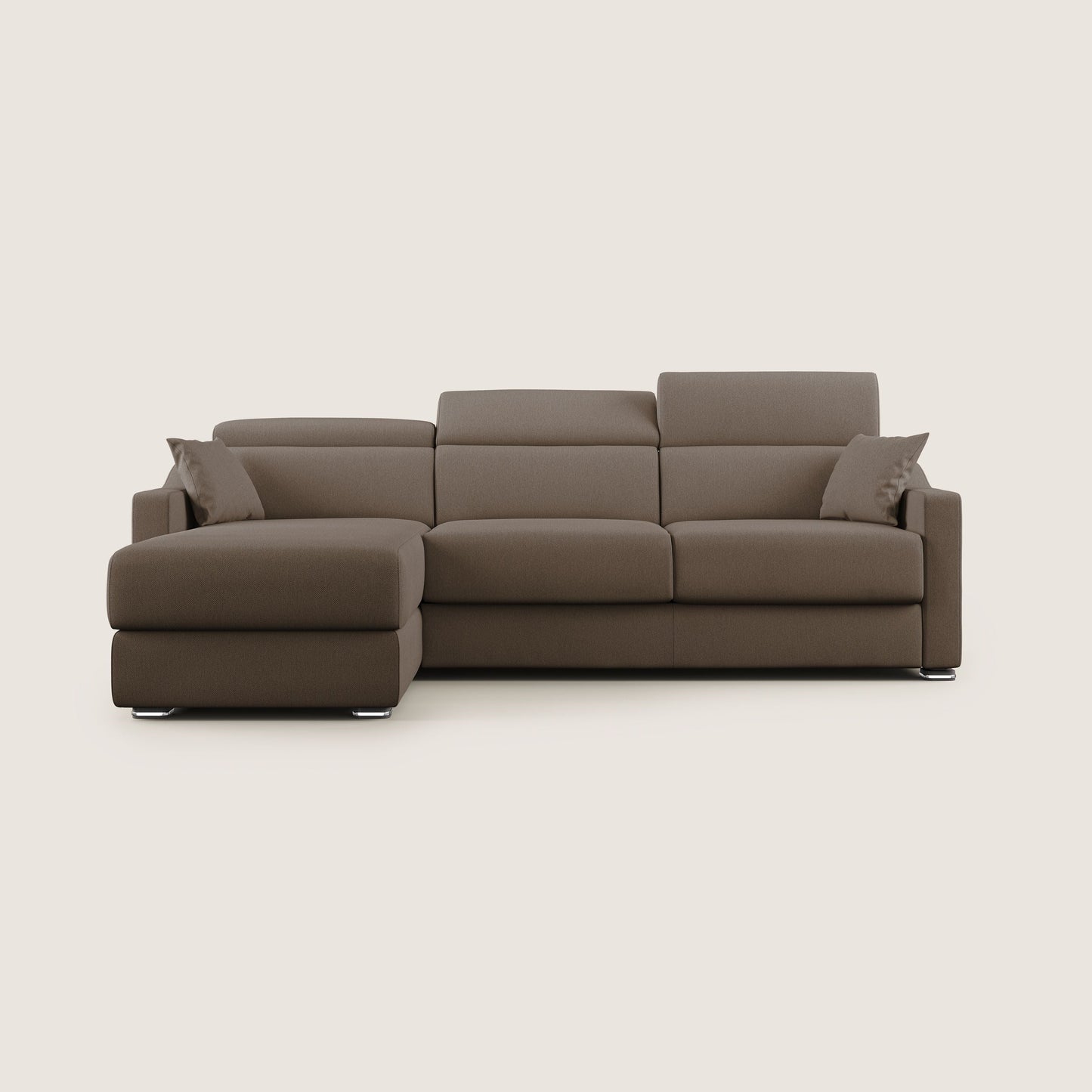 Divano letto angolare Amber in tessuto smacchiabile T05 marrone