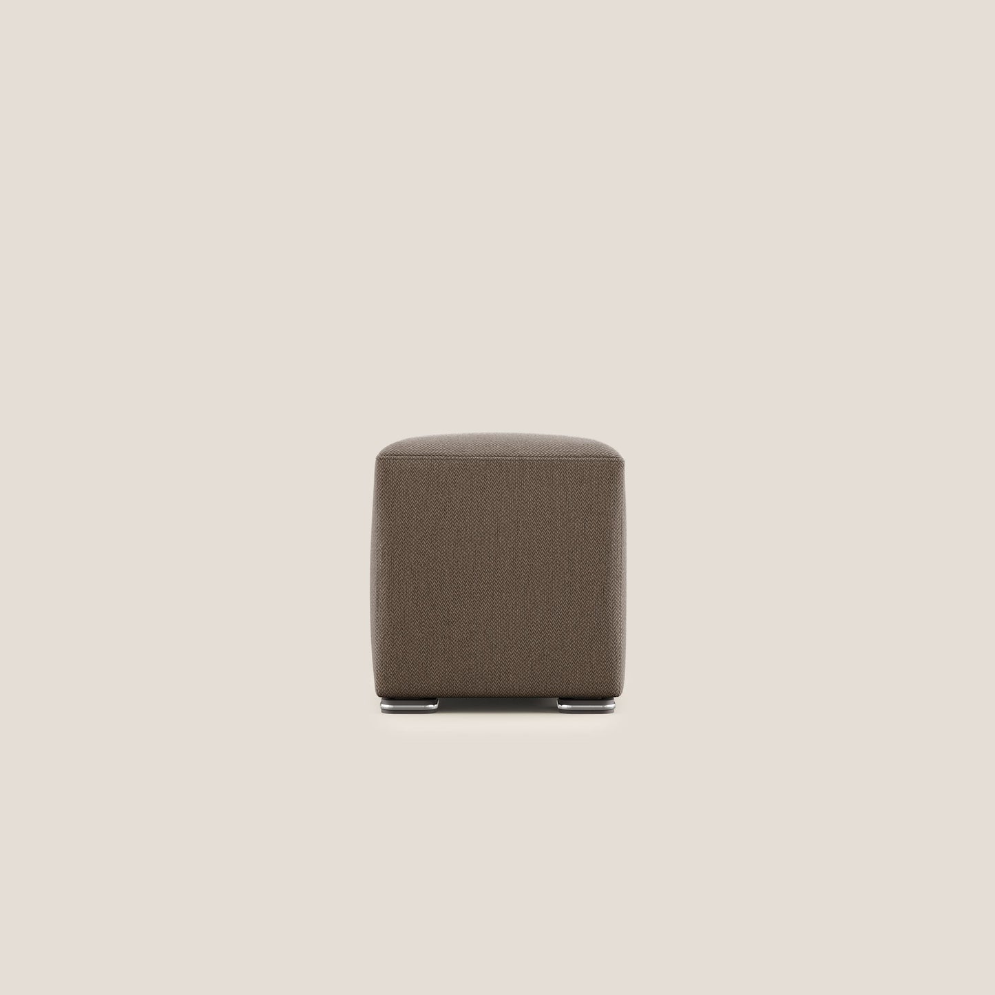 Pouf cubo in tessuto morbido smacchiabile T05 marrone