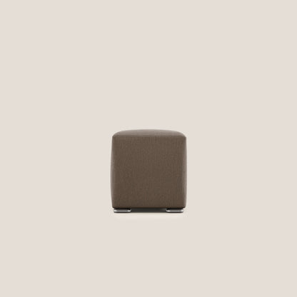 Pouf cubo in tessuto morbido smacchiabile T05 marrone