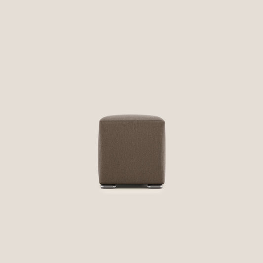 Pouf cubo in tessuto morbido smacchiabile T05 marrone
