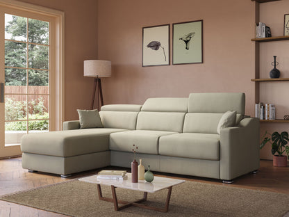 Divano letto angolare Amber in tessuto smacchiabile T05 marrone