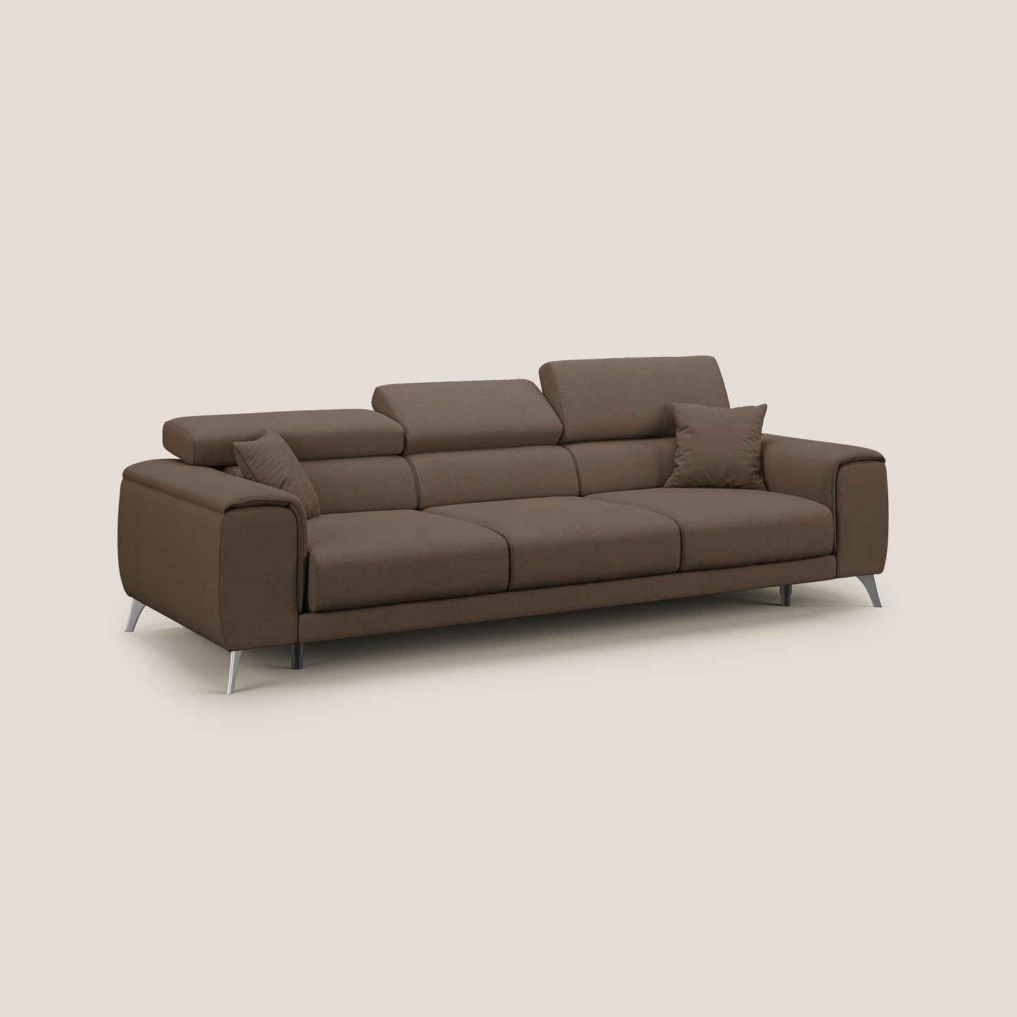 Divano Fusion con 3 sedute allungabili in tessuto smacchiabile T05 marrone