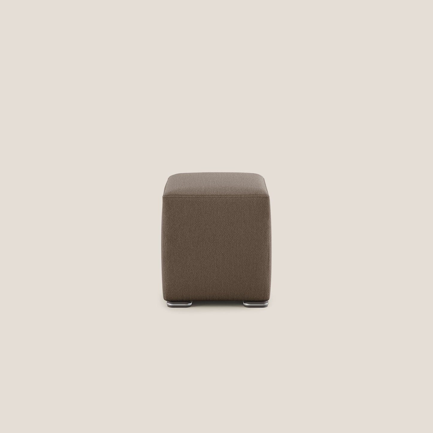 Pouf cubo in tessuto morbido smacchiabile T05 marrone