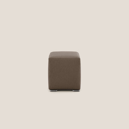 Pouf cubo in tessuto morbido smacchiabile T05 marrone