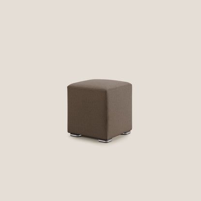 Pouf cubo in tessuto morbido smacchiabile T05 marrone