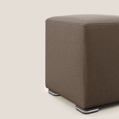 Pouf cubo in tessuto morbido smacchiabile T05 marrone