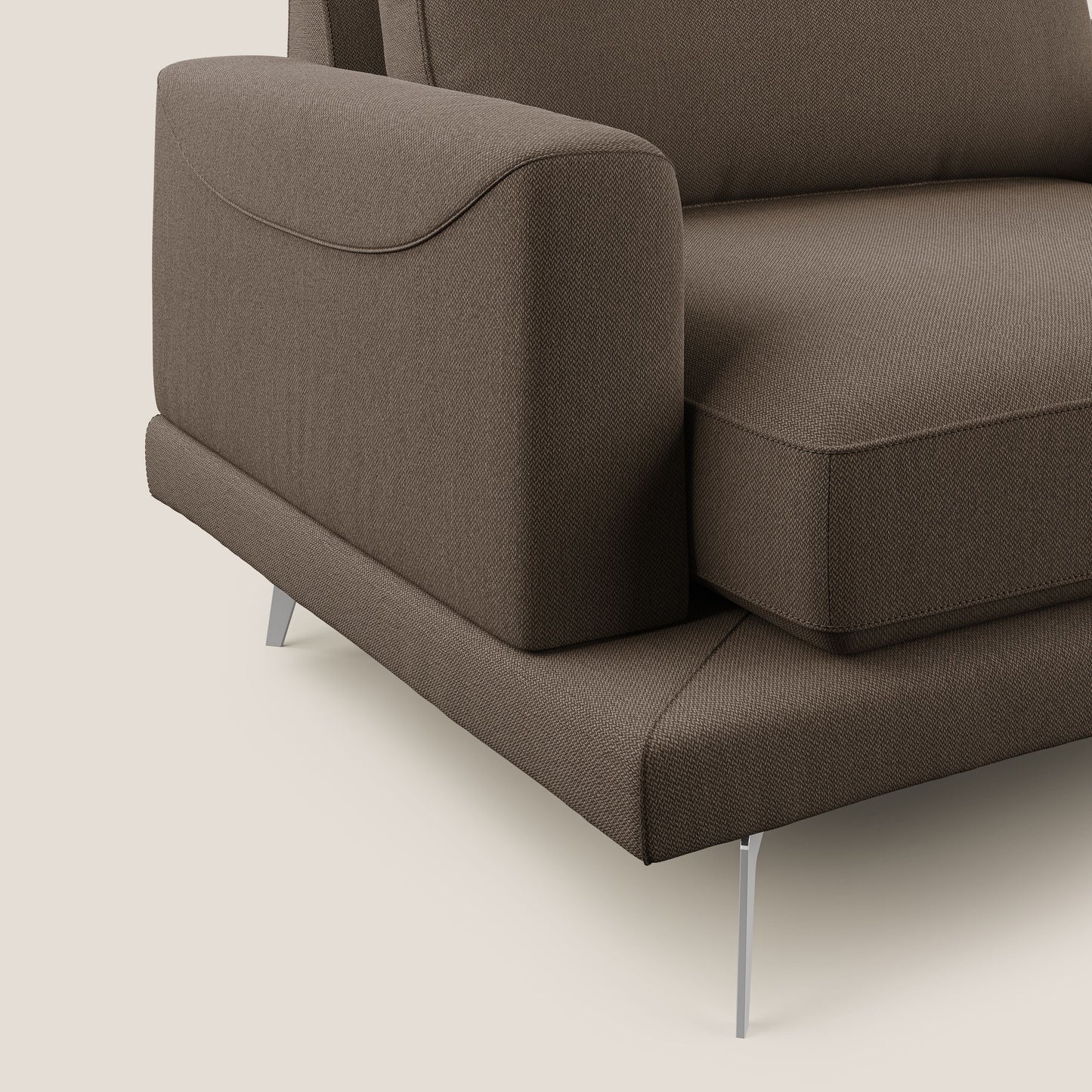 Dorian poltrona moderna in tessuto smacchiabile T05 marrone