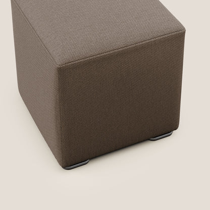 Pouf cubo in tessuto morbido smacchiabile T05 marrone
