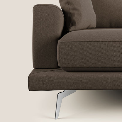 Dorian divano moderno angolare con penisola in tessuto morbido antimacchia T05 marrone