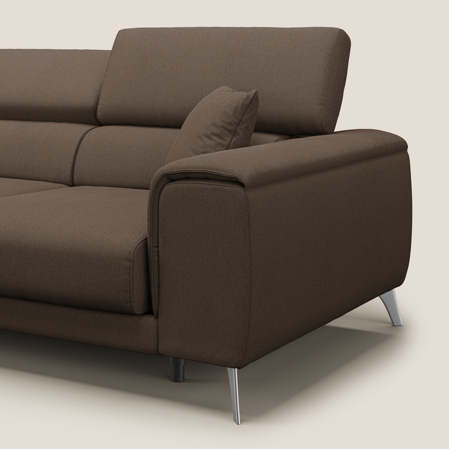 Divano Fusion con 3 sedute allungabili in tessuto smacchiabile T05 marrone