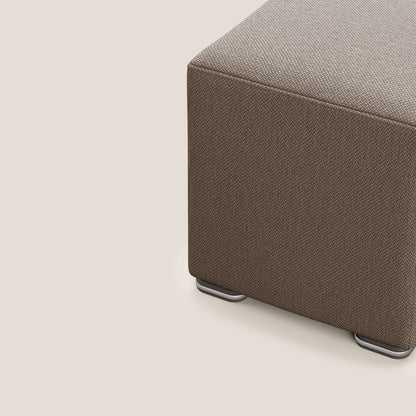 Pouf cubo in tessuto morbido smacchiabile T05 marrone