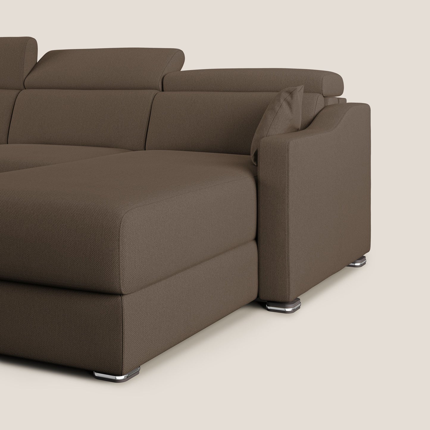 Divano letto angolare Amber in tessuto smacchiabile T05 marrone