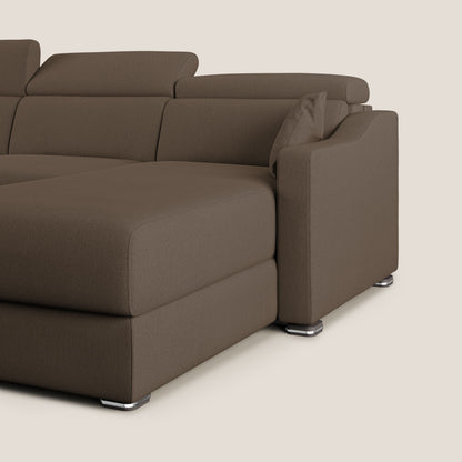 Divano letto angolare Amber in tessuto smacchiabile T05 marrone
