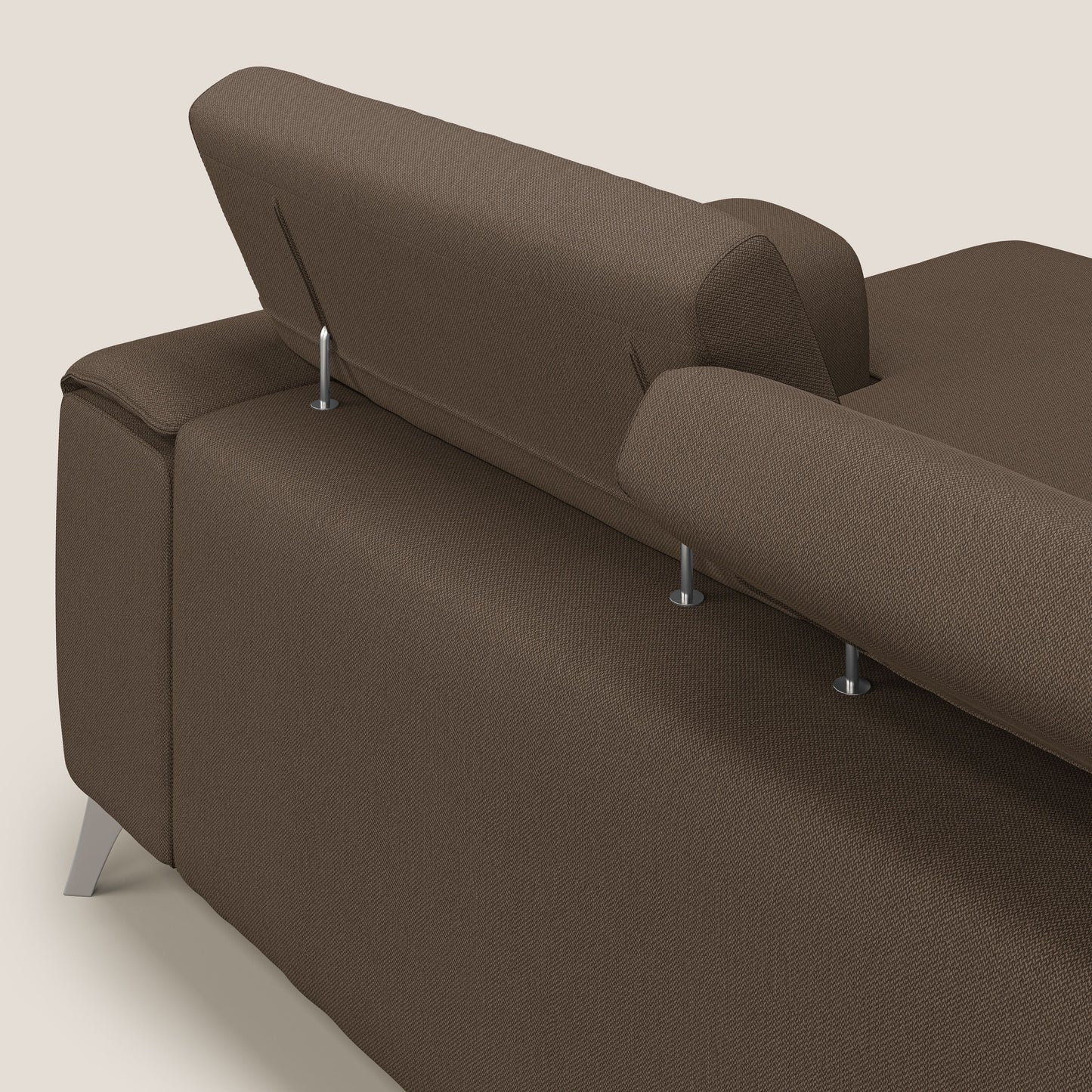 Fusion Divano angolare con sedute scorrevoli in tessuto morbido smaltabile T05 marrone