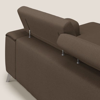 Fusion Divano angolare con sedute scorrevoli in tessuto morbido smaltabile T05 marrone