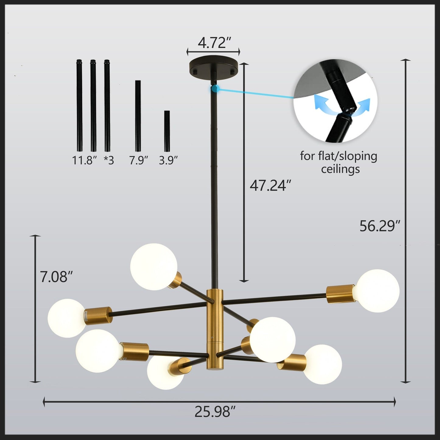 8/10/12-Light Modern Sputnik Linear Chandelier