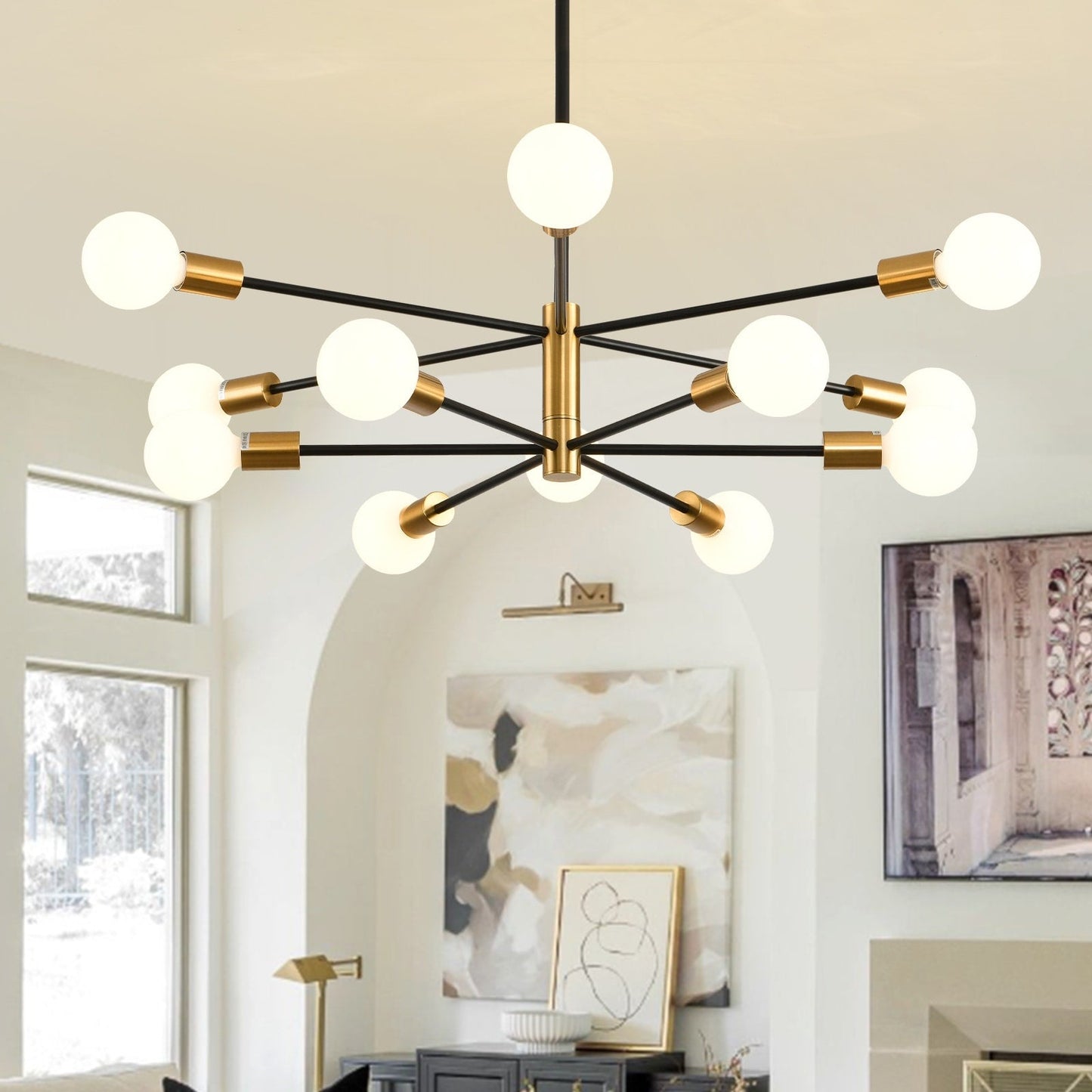 8/10/12-Light Modern Sputnik Linear Chandelier