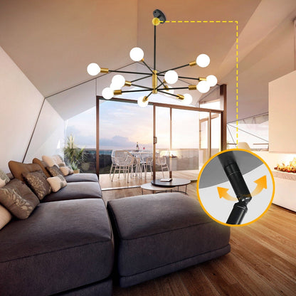 8/10/12-Light Modern Sputnik Linear Chandelier