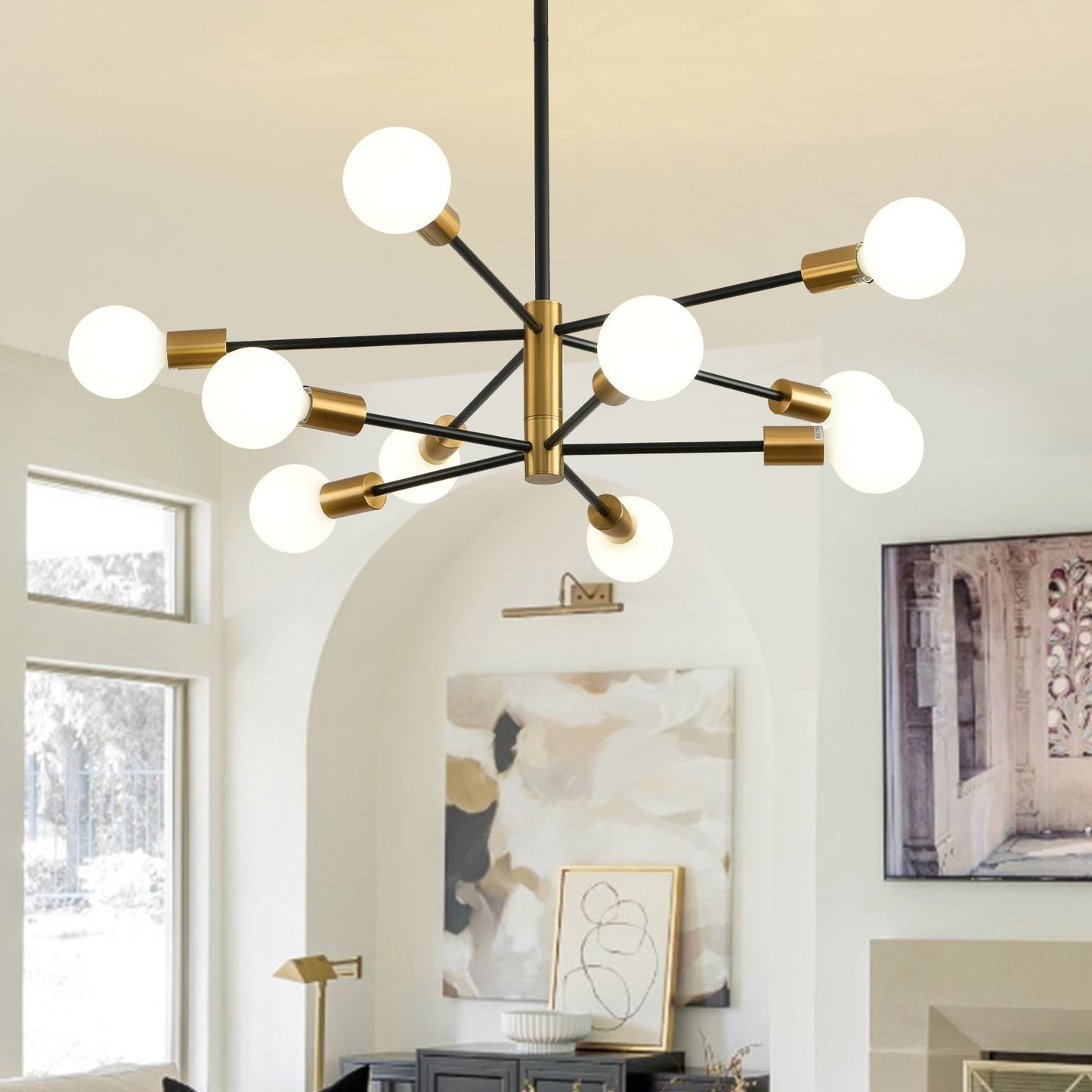 8/10/12-Light Modern Sputnik Linear Chandelier