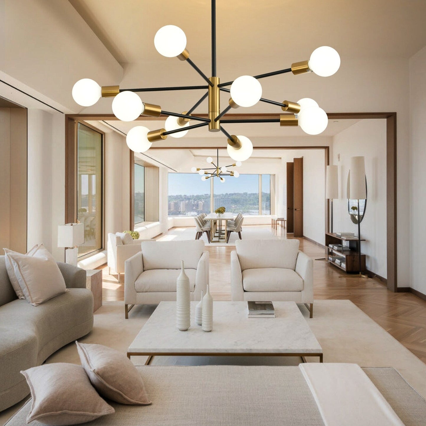8/10/12-Light Modern Sputnik Linear Chandelier