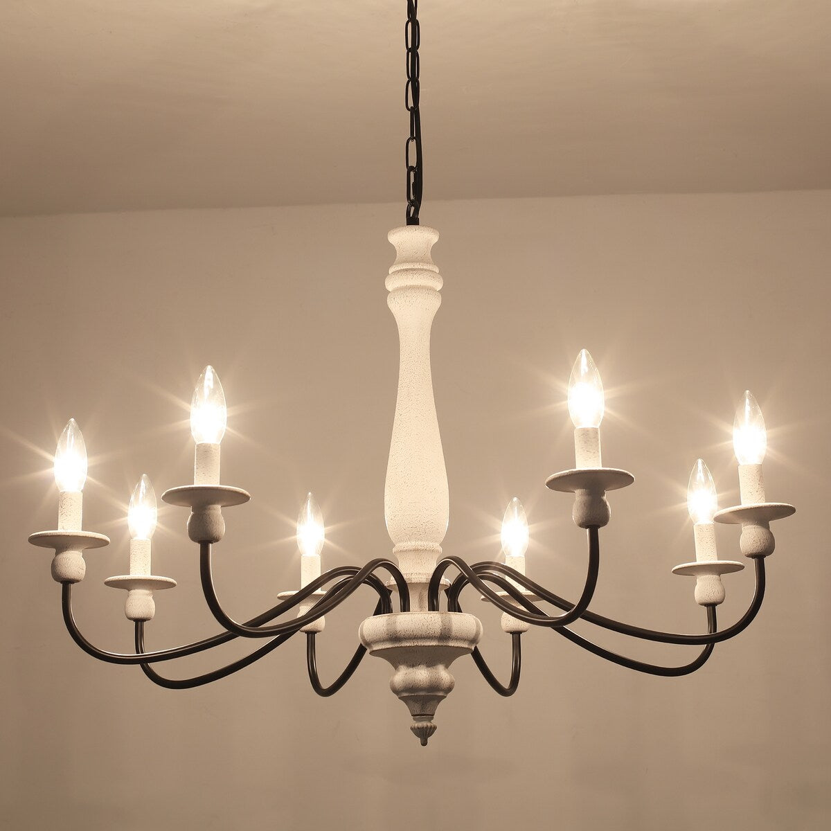 Modern Farmhouse Chandelier, 8-Light Candle Chandelier for Living Room Kitchen Island Dining Foyer - W31.1x H20.66
