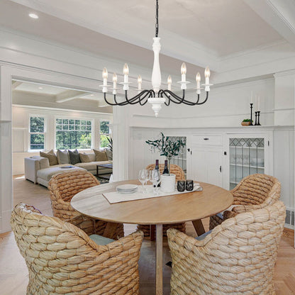 Modern Farmhouse Chandelier, 8-Light Candle Chandelier for Living Room Kitchen Island Dining Foyer - W31.1x H20.66