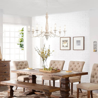 Modern Farmhouse Chandelier, 8-Light Candle Chandelier for Living Room Kitchen Island Dining Foyer - W31.1x H20.66