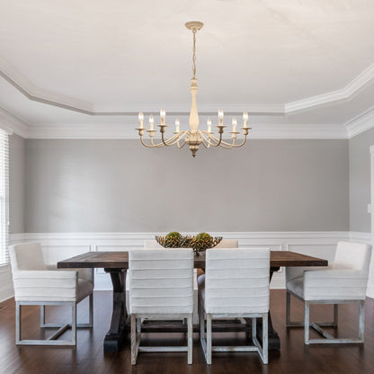Modern Farmhouse Chandelier, 8-Light Candle Chandelier for Living Room Kitchen Island Dining Foyer - W31.1x H20.66