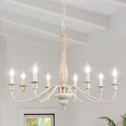 Modern Farmhouse Chandelier, 8-Light Candle Chandelier for Living Room Kitchen Island Dining Foyer - W31.1x H20.66