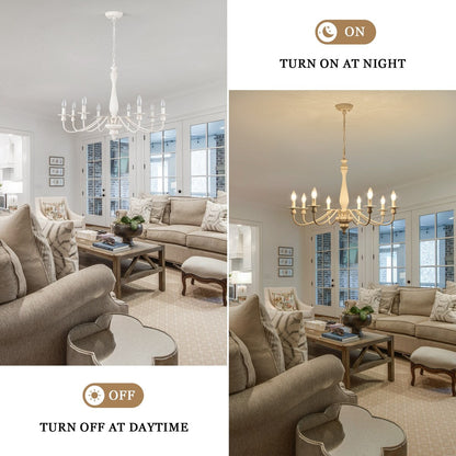 Modern Farmhouse Chandelier, 8-Light Candle Chandelier for Living Room Kitchen Island Dining Foyer - W31.1x H20.66