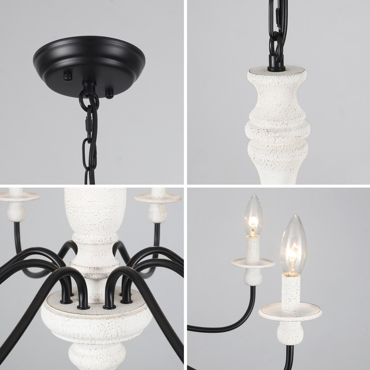 Modern Farmhouse Chandelier, 8-Light Candle Chandelier for Living Room Kitchen Island Dining Foyer - W31.1x H20.66