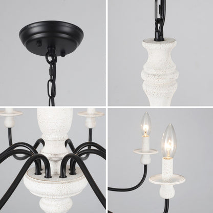 Modern Farmhouse Chandelier, 8-Light Candle Chandelier for Living Room Kitchen Island Dining Foyer - W31.1x H20.66