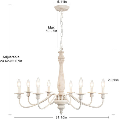 Modern Farmhouse Chandelier, 8-Light Candle Chandelier for Living Room Kitchen Island Dining Foyer - W31.1x H20.66