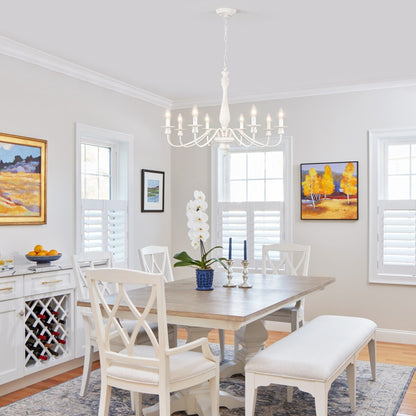 Modern Farmhouse Chandelier, 8-Light Candle Chandelier for Living Room Kitchen Island Dining Foyer - W31.1x H20.66