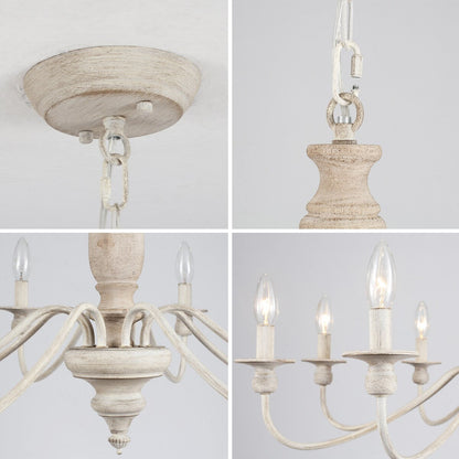 Modern Farmhouse Chandelier, 8-Light Candle Chandelier for Living Room Kitchen Island Dining Foyer - W31.1x H20.66