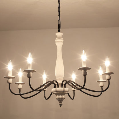 Modern Farmhouse Chandelier, 8-Light Candle Chandelier for Living Room Kitchen Island Dining Foyer - W31.1x H20.66