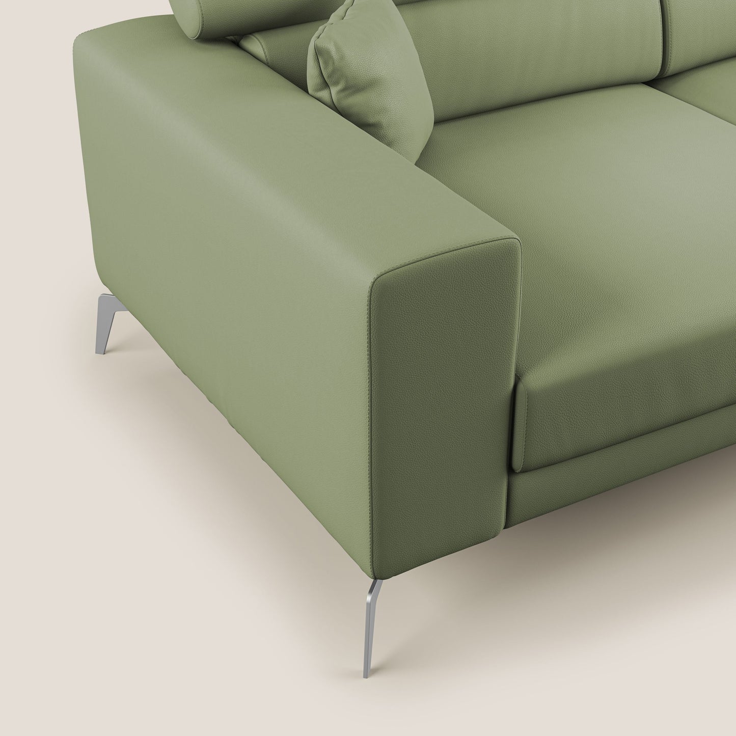 Blade Divano moderno con poggiatesta reclinabili in Ecopelle T04 verde