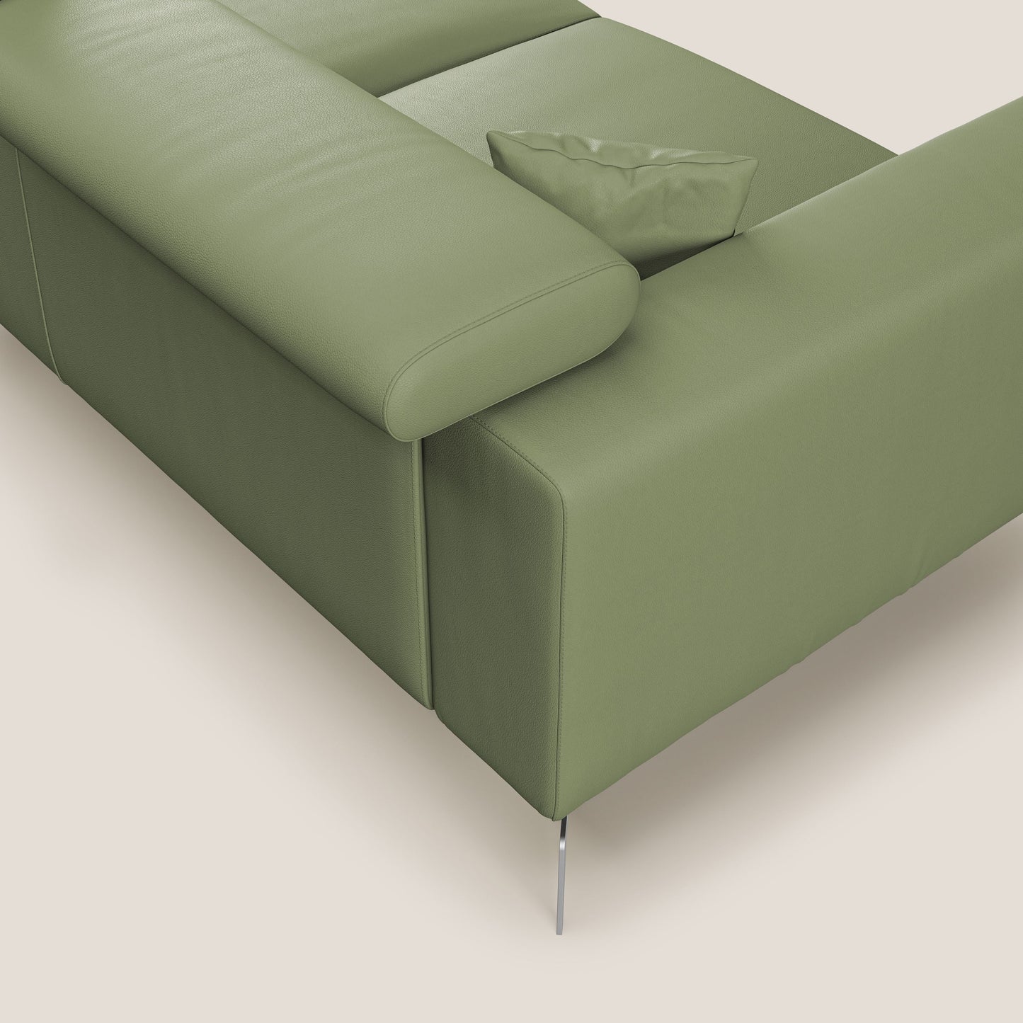 Blade Divano moderno angolare con poggiatesta reclinabili in Ecopelle T04 verde