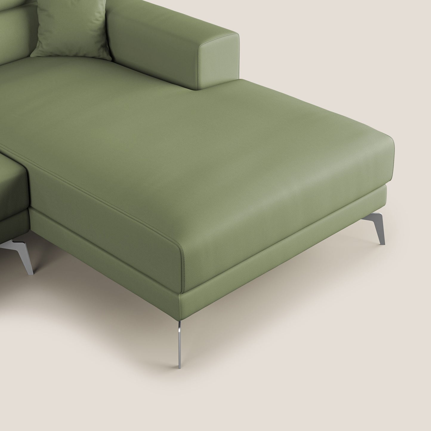 Blade Divano moderno angolare con poggiatesta reclinabili in Ecopelle T04 verde