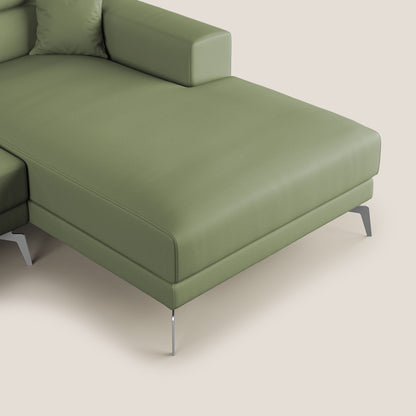 Blade Divano moderno angolare con poggiatesta reclinabili in Ecopelle T04 verde