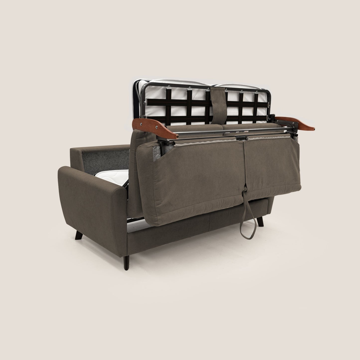 Callisto Divano letto matrimoniale in tessuto morbido impermeabile T02 marrone