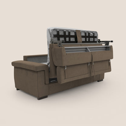 Bjorn divano letto sfoderabile con materasso H18 cm e poggiatesta reclinabili in tessuto impermeabile T02 marrone