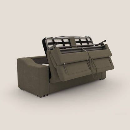 Bomber divano letto matrimoniale con poggiatesta in tessuto impermeabile T14 marrone 