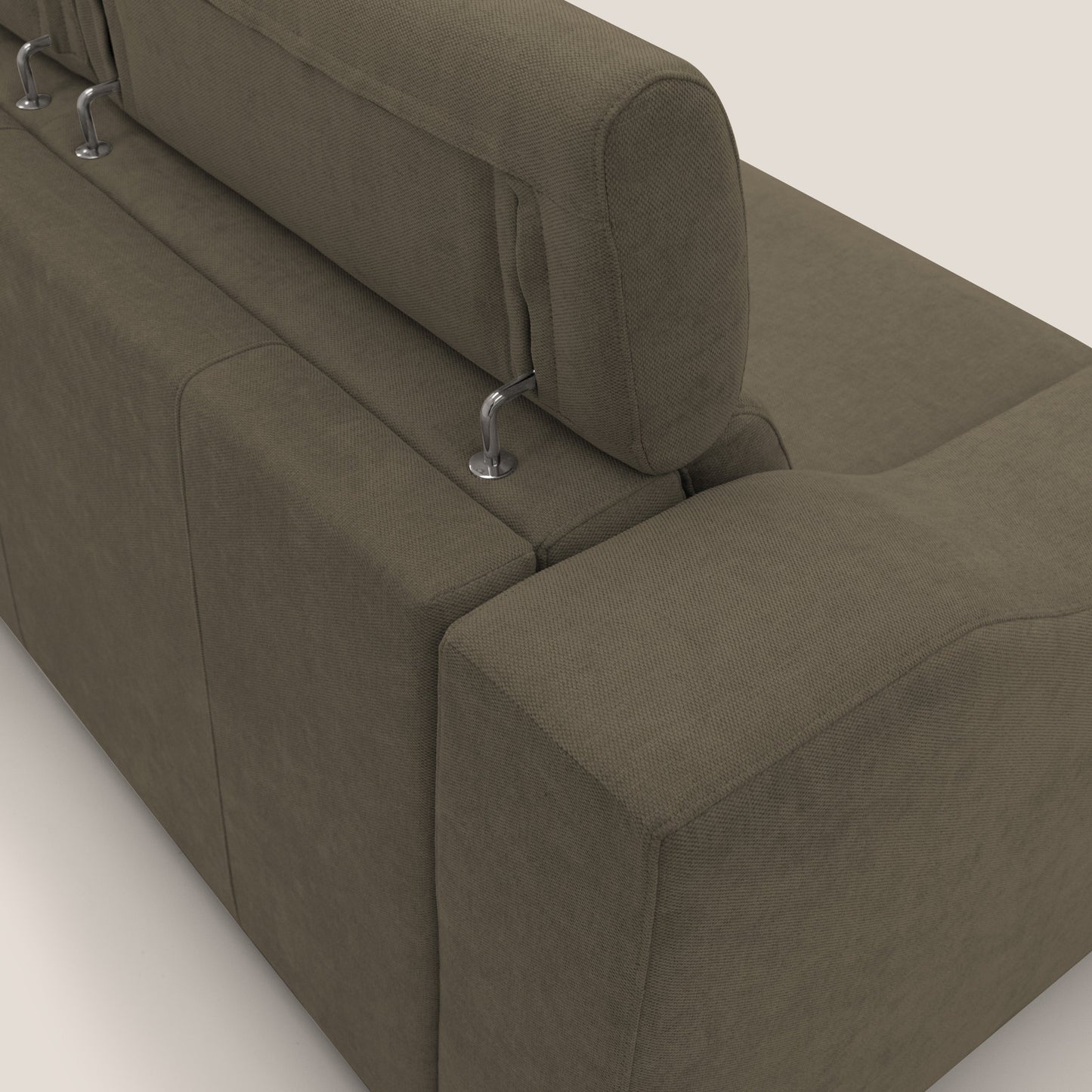 Bomber divano letto matrimoniale con poggiatesta in tessuto impermeabile T14 marrone 